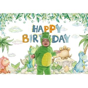 GiuMsi Polyester 5X3ft Little Cute Dinosaur Safari Jungle Backdrop for Baby Kids Happy Birthday Party Decorations Photography Background Banner Photo Props