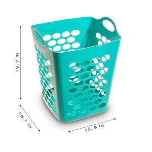 SEDLAV Hamper, Laundry Basket Plastic, Turquoise, 20”, Hampers For Laundry, Dirty Clothes Hamper, Storage For Clothes