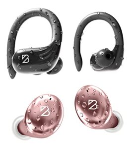 back bay tempo 30 and runner 60 wireless sport bluetooth earbuds for running, waterproof headphones with long battery life, ear hooks, and deep bass