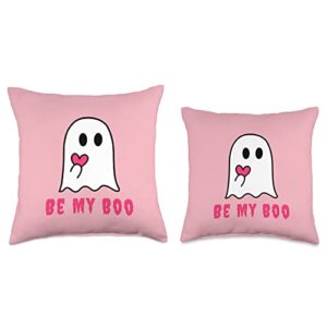 Be My Boo Cute Ghost Valentine Valloween Funny Be My Boo Cute Ghost Valloween Anti Valentine Goth Throw Pillow, 16x16, Multicolor
