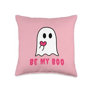 be my boo cute ghost valentine valloween funny be my boo cute ghost valloween anti valentine goth throw pillow, 16x16, multicolor