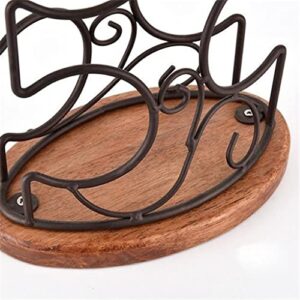 DLOETT Metal Barrel Wine Bottle Rack Decorative Wooden Bracket Wine Rack Home Wine Utensils bar Counter