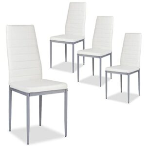 ldaily set of 4 pu leather dining chairs, modern kitchen chairs w/padded seat, stable frame heavy duty upholstered side chairs, for dining room home restaurant wedding party chairs, white