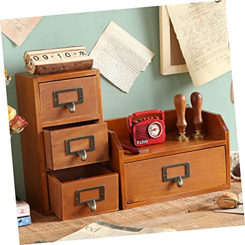 NUOBESTY 1pc box Cosmetic Type Case Holder Container Desktop Organizer Use Tray Retro Supplies Wooden Multilayer For Office Multipurpose Capacity Large Cabinet Drawer Storage Sundries