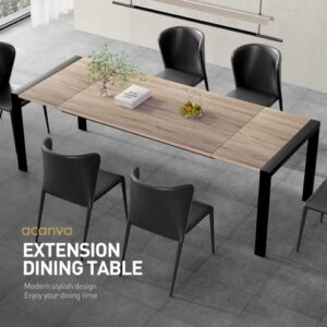 Acanva Modern Expandable Dining Table for 6-8, Rectangle Expansion MDF Material Butterfly Leaves & Sturdy Base, Suited for Living Room, Office & Kitchen, 63”(+31.4) Wx35.5”Dx29.7”H, Oak