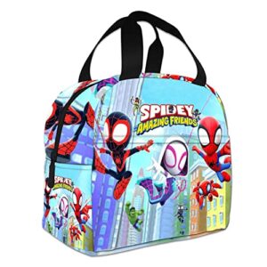 vayneiojoy spidey friend lunch bag tote meal bag reusable insulated portable with pockets boys and girls lunch box picnic travel outdoor for adult men women