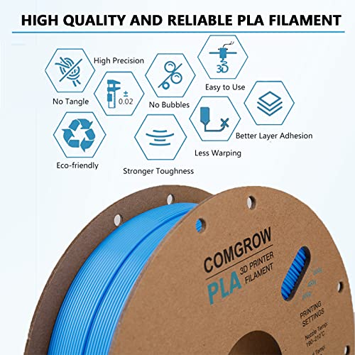 Comgrow PLA 3D Printer Filament Black and White and PLA 3D Printer Filament Blue