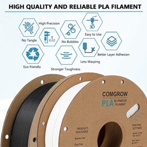 Comgrow PLA 3D Printer Filament Black and White and PLA 3D Printer Filament Blue