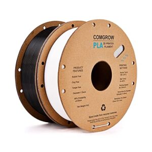 Comgrow PLA 3D Printer Filament Black and White and PLA 3D Printer Filament Blue