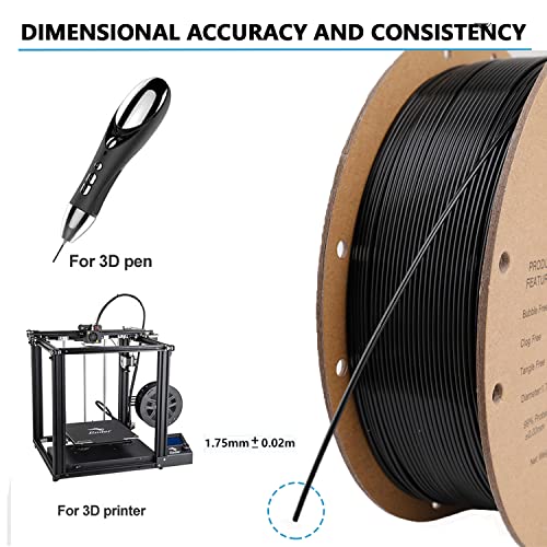 Comgrow PLA 3D Printer Filament Black and White and PLA 3D Printer Filament Blue