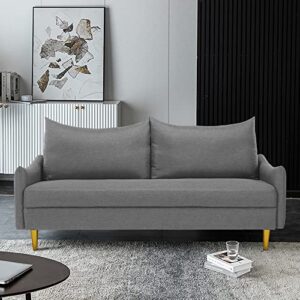 lch 66.9" modern fabric sofa, upholstered wood base-two-cushion design furniture suitable for small spaces, living room, office, soft couch easy to install (light grey,loveseat)