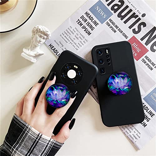 WUYULB Clear Glitter Purple Lotus Flower Design Expandible Collapsible Mobile Phone Grip Cell Phone Stand Holder for Smartphones Cellphone Accessory