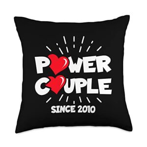 anniversary gifts for him & her married since 2010-power couple-13th wedding anniversary throw pillow, 18x18, multicolor