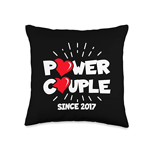 Anniversary Gifts for Him & Her Married Since 2017-Power Couple-6th Wedding Anniversary Throw Pillow, 16x16, Multicolor