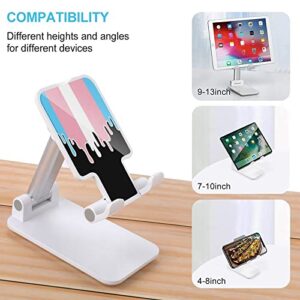 Trans Pride Color Melting Flag LGBT Print Cell Phone Stand Compatible with iPhone Switch Tablets Foldable Adjustable Cellphone Holder Desktop Dock (4-13")