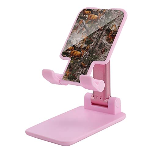 Deer Huning Camo Print Cell Phone Stand Compatible with iPhone Switch Tablets Foldable Adjustable Cellphone Holder Desktop Dock (4-13")