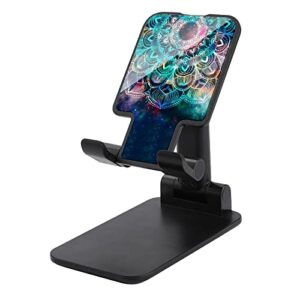 watercolor mandala with galaxy print cell phone stand compatible with iphone switch tablets foldable adjustable cellphone holder desktop dock (4-13")