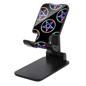 magic bright pentagram print cell phone stand compatible with iphone switch tablets foldable adjustable cellphone holder desktop dock (4-13")