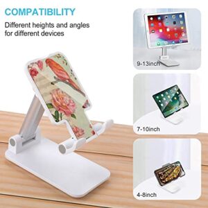 Vintage Watercolour Bird and Roses Print Cell Phone Stand Compatible with iPhone Switch Tablets Foldable Adjustable Cellphone Holder Desktop Dock (4-13")