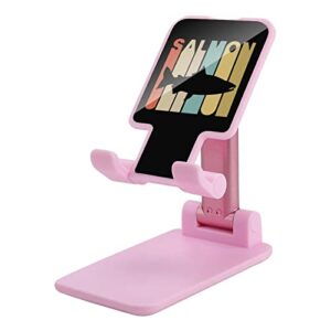 vintage style salmon print cell phone stand compatible with iphone switch tablets foldable adjustable cellphone holder desktop dock (4-13")