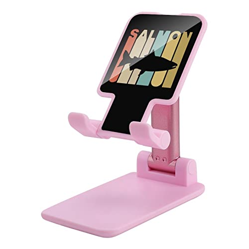 Vintage Style Salmon Print Cell Phone Stand Compatible with iPhone Switch Tablets Foldable Adjustable Cellphone Holder Desktop Dock (4-13")