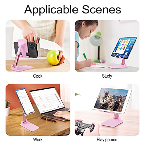 Vintage Style Salmon Print Cell Phone Stand Compatible with iPhone Switch Tablets Foldable Adjustable Cellphone Holder Desktop Dock (4-13")