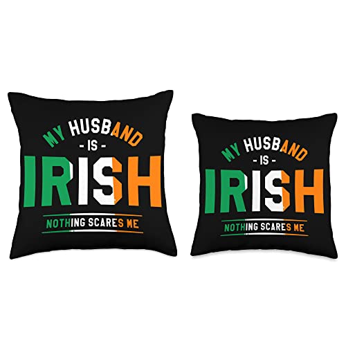 St. Patrick's Day Gifts Saint Patrick Wife My Husband is Irish Nothing Scares Me St. Patrick's Day Throw Pillow, 16x16, Multicolor