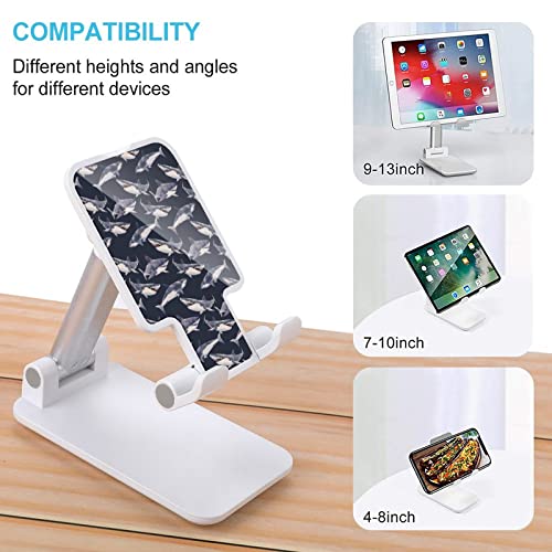 Watercolor Shark Pattern Print Cell Phone Stand Compatible with iPhone Switch Tablets Foldable Adjustable Cellphone Holder Desktop Dock (4-13")