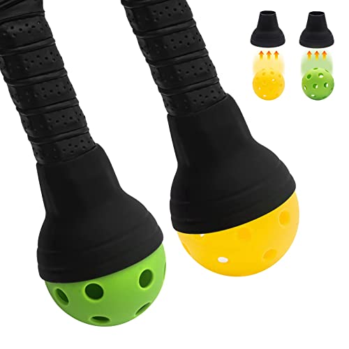 AUCIP Pickleball Ball Retriever with Outdoor Indoor Balls-Pickleball Picker for Pickleball Paddles，Attach to Racket Bottom, Easy to Pick Up Pickleball Balls Protect Your Back Away from Bending