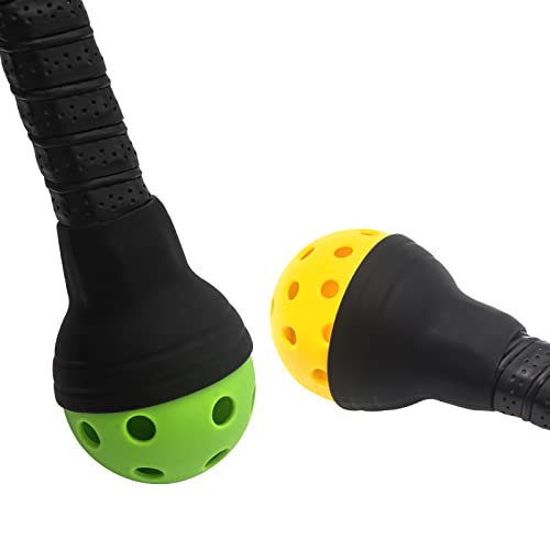 AUCIP Pickleball Ball Retriever with Outdoor Indoor Balls-Pickleball Picker for Pickleball Paddles，Attach to Racket Bottom, Easy to Pick Up Pickleball Balls Protect Your Back Away from Bending