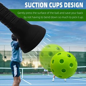 AUCIP Pickleball Ball Retriever with Outdoor Indoor Balls-Pickleball Picker for Pickleball Paddles，Attach to Racket Bottom, Easy to Pick Up Pickleball Balls Protect Your Back Away from Bending