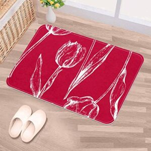 Tulips Red, Indoor Door Mat Durable Front Door Mats Entryway Rug Non-Slip Absorbent Area Rugs Resist Dirt Rugs for Room Decor, 24"x16"