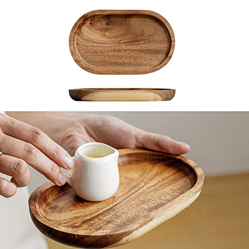 MYCENSE Sushi Plate Wooden Platters Easy to Carry Handmade Wood Serving Trays Acacia Wood for Kitchen Restaurant Living Room