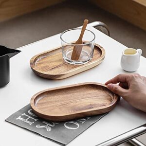 MYCENSE Sushi Plate Wooden Platters Easy to Carry Handmade Wood Serving Trays Acacia Wood for Kitchen Restaurant Living Room