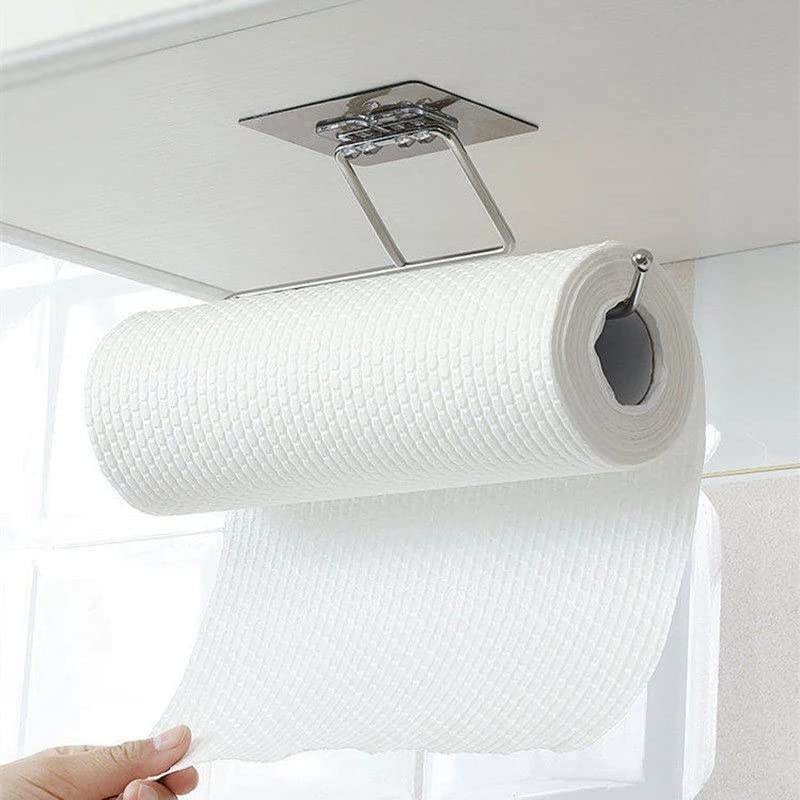 LUKEO Stainless Steel Paper Towel Rack Wall Mounted Towel Rack Storage Shelf Kitchen Bathroom Accessories