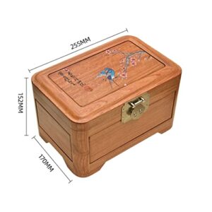 LDCHNH Rosewood Jewelry Box Solid Wood Double Layer Lock Storage Box