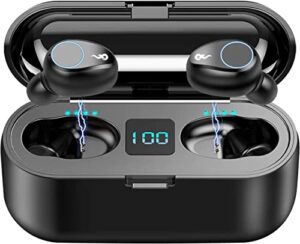 activepur wireless f9 tws stereo earbuds bluetooth with 2000 mah, wireless charging case, easy pairing, led charge display, noise cancelling, phone calls, ipx4 waterproof.