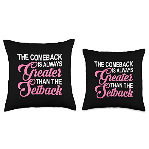 Motivation FH The Comeback is Always Greater Than The Setback-Throw Pillow, 16x16, Multicolor