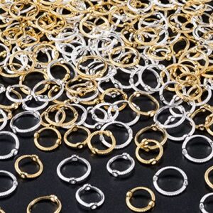 ancirs 100pcs double hole bead round frames links connectors for beading & jewelry making assortments necklaces, bracelets, earrings, keychains- gold & silver