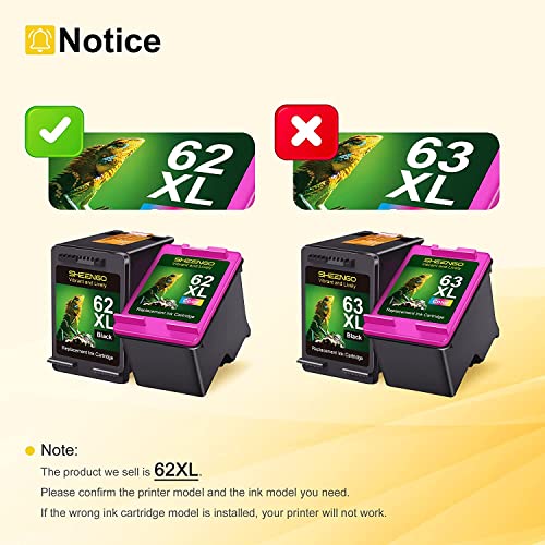 62XL Ink Cartridges Black/Color Combo Pack Replacement for HP 62XL 62 XL for Envy 5540 5640 5660 7644 7645 OfficeJet 5740 8040 OfficeJet 200 250 Series Printer (1 Black, 1 Tri-Color, 2-Pack)