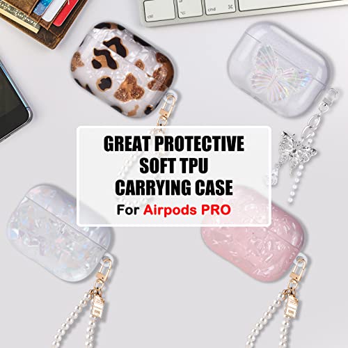 Glitter Case for Airpod Pro 2019 Cute with Pearl Bracelets Keychain,Sparkle Bling Shell for Women Girls Soft TPU Shockproof Protective Skin Cover Compatible for Airpod Pro-White