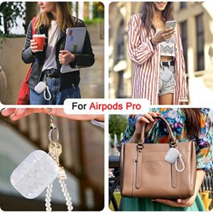 Glitter Case for Airpod Pro 2019 Cute with Pearl Bracelets Keychain,Sparkle Bling Shell for Women Girls Soft TPU Shockproof Protective Skin Cover Compatible for Airpod Pro-White