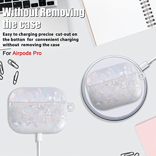 Glitter Case for Airpod Pro 2019 Cute with Pearl Bracelets Keychain,Sparkle Bling Shell for Women Girls Soft TPU Shockproof Protective Skin Cover Compatible for Airpod Pro-White