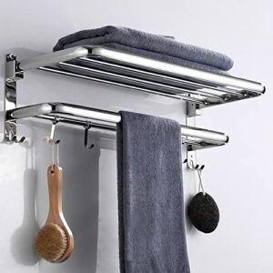 N/A Bath Towel Shelf Stainless Steel Polished Bathroom Towel Rack Holder Storage Shelf Hook Accessories