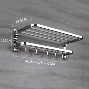 N/A Bath Towel Shelf Stainless Steel Polished Bathroom Towel Rack Holder Storage Shelf Hook Accessories