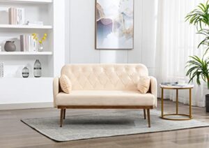 nigwedete 55'' w loveseat sofa, accent sofa with metal feet, modern upholstered sofa couch for small living room, apartment and small space, beige