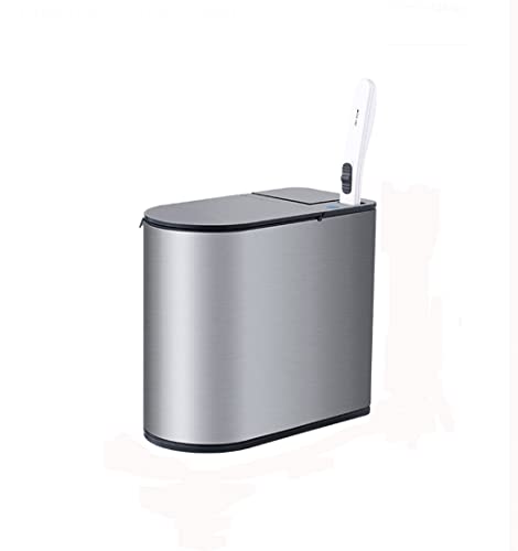 CZDYUF Stainless Steel Smart Trash Can Waterproof with Cover Toilet Brush Trash Bin Top Brand Luxury Business