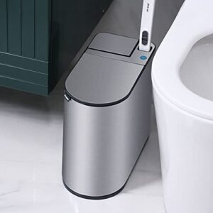 CZDYUF Stainless Steel Smart Trash Can Waterproof with Cover Toilet Brush Trash Bin Top Brand Luxury Business