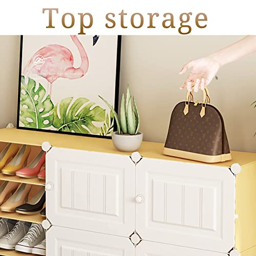 KOUSI Shoe Racks 72 Pairs Shoe Organizers Narrow Standing Stackable Shoe Storage Cabinet Space Saver for Entryway, Hallway and Closet, Honey color