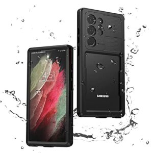 comosso waterproof galaxy s23 ultra case - 6.8" full body protection with built-in screen protector & shockproof clear black cover